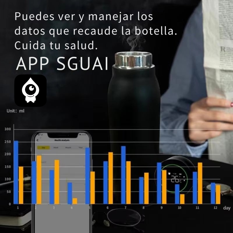 Botella de Agua Inteligente Bluetooth con Recordatorio de Bebida